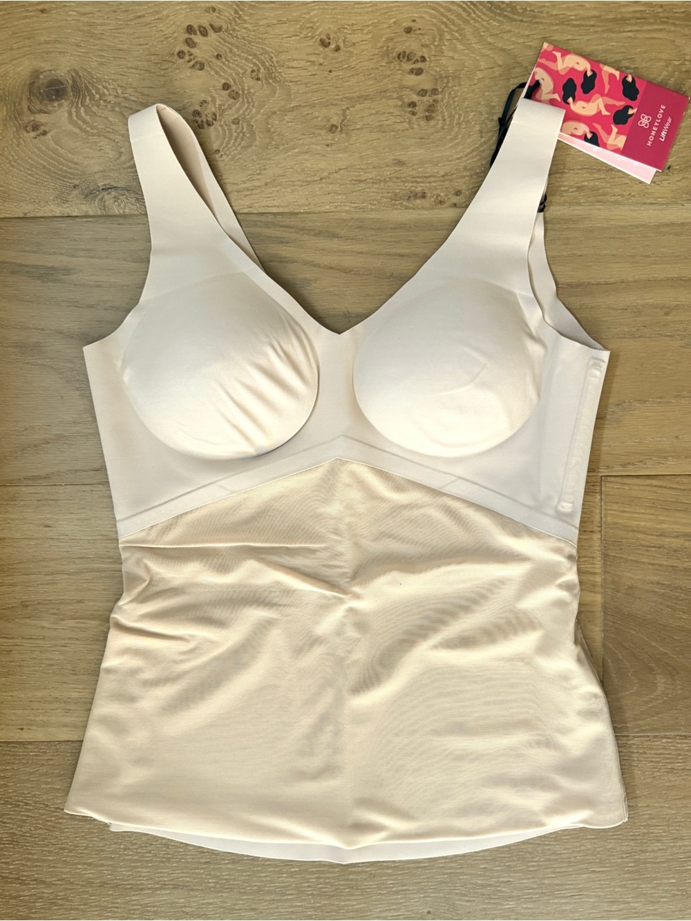 NWT Honeylove LiftWear Smoothing Tank Built-In Bra Shapewear Beige Snatched Med - Picture 3 of 16